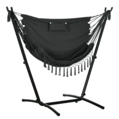 Syemin Patio Swings Outsunny Patio Hammock Chair With Stand, Outdoor Hammock Swing Hanging Lounge Chair With Headrest, Gray, 66.9"*43.3"*59.1" -Furniture GUEST 4c8a91d1 9d21 4745 aa47 6d6b9c7902ba