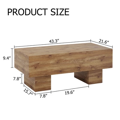 Syemin Patio End Tables, Faux Wood Design Coffee Table For Living Room, Patio, Bedroom, Brown, 43.3"*21.6"*17.2" 5 Syemin Patio End Tables, Faux Wood Design Coffee Table For Living Room, Patio, Bedroom, Brown, 43.3"*21.6"*17.2" - Image 5