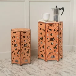 Syemin Patio End Tables Accent Side End Table For Outdoor And Indoor, Garden, Backyard Use, Special Design, Orange, 14.25"*12.5"*22" -Furniture GUEST 4d752740 46e3 466a ab94 321a2b19a6df