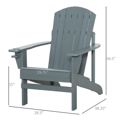 Syemin Patio Accent Chairs, Plastic Adirondack Chairs With Cup Holders, Lawn Chairs For Patio, Garden, Poolside, Gray, 28.5"*38.25"*36.5" 3 Syemin Patio Accent Chairs, Plastic Adirondack Chairs With Cup Holders, Lawn Chairs For Patio, Garden, Poolside, Gray, 28.5"*38.25"*36.5" - Image 3