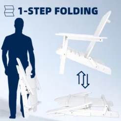 Syemin Patio Accent Chairs 2PCS, Folding Adirondack Chair, Wooden Decorative Lounge Furniture For Patio, Yard, White, 19.5"*31"*36" -Furniture GUEST 4ead9320 3ba5 4fa4 ace0 b983954be9dc 1