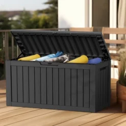 Syemin Deck Box, 80GAL Outdoor Storage Box, Patio Gardening Tools, Water And UV Resistant For Patio, Garden, Lawn, Black, 46.26"*18.7"*23.23" 9 Syemin Deck Box, 80GAL Outdoor Storage Box, Patio Gardening Tools, Water And UV Resistant For Patio, Garden, Lawn, Black, 46.26"*18.7"*23.23" -Furniture GUEST 4eafbe2e aca9 4f5b 97c7 b89498277065