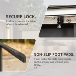 Syemin Patio End Tables Rectangular Outdoor Coffee Table,Modern Industrial Style,for Spaces Patio House Balcony,Black,94.5"*35.4"*29.5"