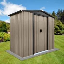 Syemin Storage Sheds Outdoor Lockable Door Storage Sheds 6ftx4ft Apex Roof Brown With Sliding Doors Roof Waterproof, Brown, 74"*42.5"*72" -Furniture GUEST 524cff06 2ac5 4d74 8d57 ee785256eed9