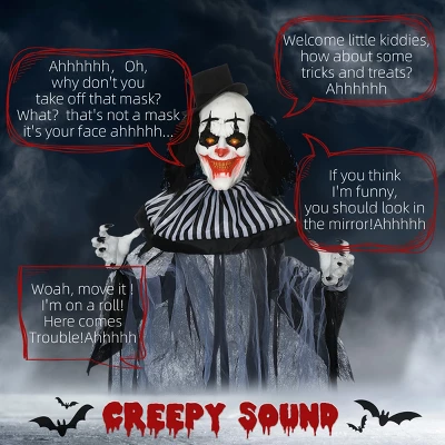 Syemin Decorative Holiday Mannequins Outdoor Halloween Decoration Classic Striped Clown Outdoor Halloween Decoration, Black, 43.3"*7.1"*72" 4 Syemin Decorative Holiday Mannequins Outdoor Halloween Decoration Classic Striped Clown Outdoor Halloween Decoration, Black, 43.3"*7.1"*72" - Image 4