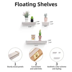 Syemin Decorative Wall Shelf Floating Shelves Wall Mounted Wood Shelves Hanging Shelf Storage Decor Floating Shelves Wall, White, 17.91"*3.94"*1.57" -Furniture GUEST 53d4d264 dbf2 4cdb 9a42 5d3645b65ace