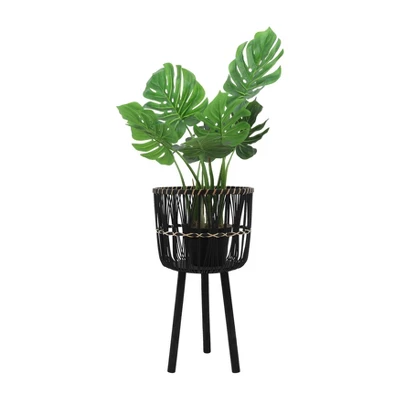 Syemin Planters Bamboo Planters For Indoor And Outdoor Round, Garden Decor, Decorative Plant Pots, Balcony, Black 19"*19"*30" 4 Syemin Planters Bamboo Planters For Indoor And Outdoor Round, Garden Decor, Decorative Plant Pots, Balcony, Black 19"*19"*30" - Image 4