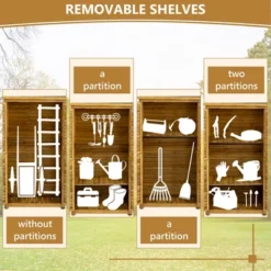 Syemin 23ft³ Outdoor Storage Sheds, Vertical Tall Tool Shed With Lockable Door, Waterproof Roof For Patio, Backyard And Lawn, Brown, 34.25"*18.5"*63" -Furniture GUEST 54497b95 a712 4817 a437 59f6fb7bb910