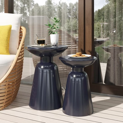 Syemin Patio End Tables Accent Side End Table For Outdoor And Indoor, Garden, Backyard Use, Special Design, Blue, 15"*15"*20.75" 1 Syemin Patio End Tables Accent Side End Table For Outdoor And Indoor, Garden, Backyard Use, Special Design, Blue, 15"*15"*20.75"