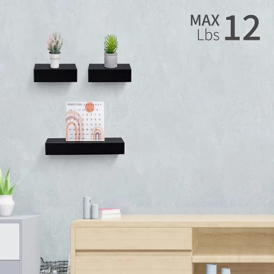Syemin Decorative Wall Shelf Floating Shelves For Wall, Wall Shelves For Decor Storage, Wall Picture Ledge Shelf, Black, 18.11"*4.92"*1.97" 3 Syemin Decorative Wall Shelf Floating Shelves For Wall, Wall Shelves For Decor Storage, Wall Picture Ledge Shelf, Black, 18.11"*4.92"*1.97" - Image 3