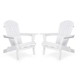 Syemin Wooden Folding Adirondack Chairs Set Of 2 Casual Patio Chairs With Wood Grain For Patio, Yard, Garden, White, 31"*28"*36" -Furniture GUEST 5596259b 1389 4971 9ad9 166af47bf1f8