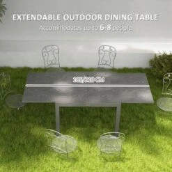 Syemin Patio End Table, Rectangular Outdoor Dining Table With All-Weather Faux Wood Top For Garden, Lawn, Patio, Gray, 30.5"*82.7"*37.4" 8 Syemin Patio End Table, Rectangular Outdoor Dining Table With All-Weather Faux Wood Top For Garden, Lawn, Patio, Gray, 30.5"*82.7"*37.4" -Furniture GUEST 5761918c f659 45b4 9123 34635e60eb70