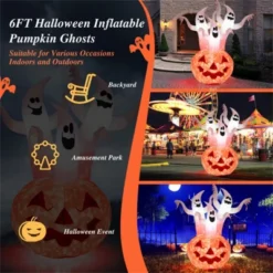 Syemin Inflatable Holiday Decorations Halloween Inflatable Ghost Pumpkin Decoration Rotating Flame Halloween Inflatable Decor, Orange, 54"*36"*72" -Furniture GUEST 58d97a5e 1920 4dc2 8d92 0e27d43cfb51