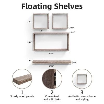 Syemin Decorative Wall Shelf Floating Shelves Wall Mounted Wood Shelf Hanging Bathroom Shelf Home Wall Decor Corner Shelf, Beige, 17.71"*3.93"*1.97" 3 Syemin Decorative Wall Shelf Floating Shelves Wall Mounted Wood Shelf Hanging Bathroom Shelf Home Wall Decor Corner Shelf, Beige, 17.71"*3.93"*1.97" - Image 3