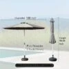 Syemin Outdoor Patio Umbrella With 8 Sturdy Ribs, Push Button Tilt And Crank, Waterproof, UV-Resistant Uitable For Garden, Gray, 108"*108"*94.44"