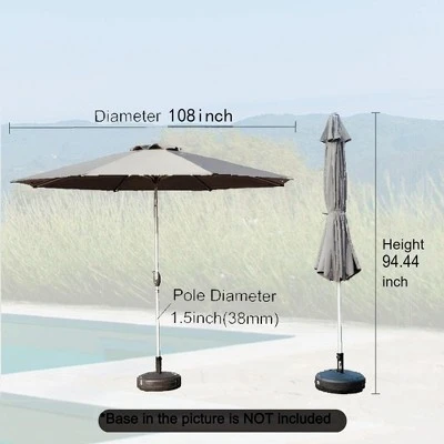 Syemin Outdoor Patio Umbrella With 8 Sturdy Ribs, Push Button Tilt And Crank, Waterproof, UV-Resistant Uitable For Garden, Gray, 108"*108"*94.44" 1 Syemin Outdoor Patio Umbrella With 8 Sturdy Ribs, Push Button Tilt And Crank, Waterproof, UV-Resistant Uitable For Garden, Gray, 108"*108"*94.44"