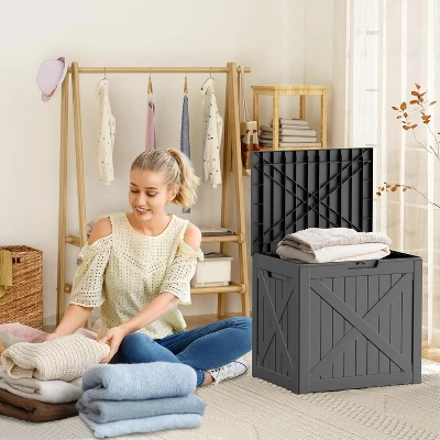 Syemin Deck Box, 32GAL Outdoor Storage Box, Patio Gardening Tools, Water And UV Resistant For Patio, Garden, Lawn, Black, 22.05"*17.13"*20.87" 4 Syemin Deck Box, 32GAL Outdoor Storage Box, Patio Gardening Tools, Water And UV Resistant For Patio, Garden, Lawn, Black, 22.05"*17.13"*20.87" - Image 4