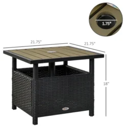 Syemin Patio Side Table, 2-Tier Outdoor Coffee Table, Patio Furniture For Drinks, Dining, Games, Storage, Black, 21.75"*21.75"*18" -Furniture GUEST 5ccf73ce d047 4e62 b9fd 690fa02de250