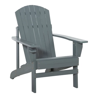 Syemin Patio Accent Chairs, Plastic Adirondack Chairs With Cup Holders, Lawn Chairs For Patio, Garden, Poolside, Gray, 28.5"*38.25"*36.5" 2 Syemin Patio Accent Chairs, Plastic Adirondack Chairs With Cup Holders, Lawn Chairs For Patio, Garden, Poolside, Gray, 28.5"*38.25"*36.5" - Image 2