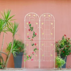 Syemin Patio Decorative Screens, Iron Arch Decoration Garden Trellis, For Outdoor For Climbing Plants Support, Flowerbed, Yellow, 80"*19.7"*86.7" -Furniture GUEST 5d98ee8e eaf4 498a b7f2 7aa86c6c4873