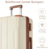 Syemin Luggage Hardshell Luggage, Lightweight Durable ABS Suitcase With Double Spinner Wheels 24" Travel Carry-On Luggage, Brown, 15.9"*10.2"*25.8"