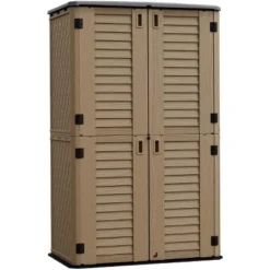 Syemin Outdoor Storage Shed, Vertical Tall Tool Shed With Five Shelves, Lockable Door For Patio, Backyard And Lawn, Brown, 50"*82"*29" -Furniture GUEST 5f7125d2 22d9 4878 a028 839a50fc7363