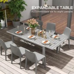 Syemin Patio End Table, Rectangular Outdoor Dining Table With All-Weather Faux Wood Top For Garden, Lawn, Patio, Gray, 59.1"*37"*28.7" 8 Syemin Patio End Table, Rectangular Outdoor Dining Table With All-Weather Faux Wood Top For Garden, Lawn, Patio, Gray, 59.1"*37"*28.7" -Furniture GUEST 5fc776fe 1151 4c6b bd2b d055f4dca94f