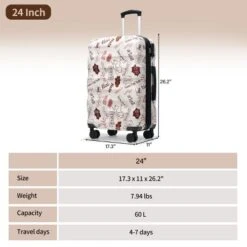 Syemin Luggage 24 Inch Expandable Checked Luggage Lightweight Glossy Hardshell Travel Suitcase With Spinner Wheels TSA Lock, White, 17.3"*11"*26.2" -Furniture GUEST 60c521c7 9939 4c5c 87d1 1516a09f7460