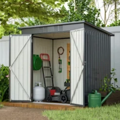 Syemin Storage Sheds 6 X 4 Ft Outdoor Storage Shed, All Weather Tool Shed For Garden, Backyard, Lawn, Black, Black, 66.9"*47.5"*68"