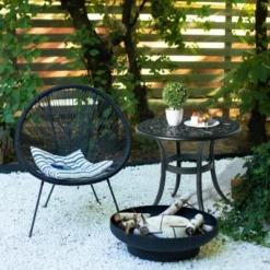 Syemin Patio End Tables, Modern Decorative Side Tables, Stylish Design For Patio, Living Room, Indoor And Outdoor Use, Black, 23.6"*23.6"*20.7" -Furniture GUEST 64fa5012 406e 4ac8 91c8 f0bc50a4ef1b