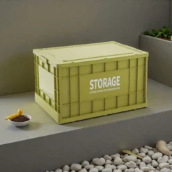 Syemin Deck Boxes 90L Storage Bins With Lids, Totes For Storage Stackable Collapsible Storage Bin Waterproof Storage Box, Green, 24.02"*16.73"*13.78" -Furniture GUEST 658137c6 8f05 4364 ab8f bd6f8f716049