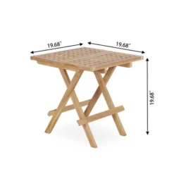 Syemin Patio Side Table, Small Folding Patio Side Table For Garden, Patio Porch, Living Room, Space Pool, Brown, 19.68"*19.68"*19.70