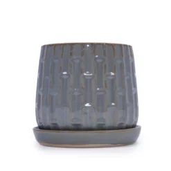 Syemin Planters Set Of 2 Ceramic Flowerpot, Indoor And Outdoor Modern Decorative Round Planter For Patio, Garden, Gray, 7.87"*7.87"*7.09" -Furniture GUEST 66337793 c9b5 4598 b520 e34c89340864