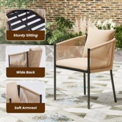 Syemin Patio Seating Sets Of 2, Rattan Wicker Patio Furniture Chairs With Cushions For Garden, Deck, Backyard, Poolside, Beige, 18.9"*24.6"*30.5" -Furniture GUEST 68834ce9 d1e0 488c afee 3047d5fbcb8e