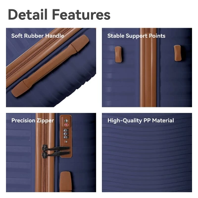 Syemin Luggage Lightweight 3 PCS Premium Abs Luggage Set Suitcase Set With Silent Spinner Wheels Carry On Luggage, Blue, 21.46"*12.01"*30.51" 3 Syemin Luggage Lightweight 3 PCS Premium Abs Luggage Set Suitcase Set With Silent Spinner Wheels Carry On Luggage, Blue, 21.46"*12.01"*30.51" - Image 3