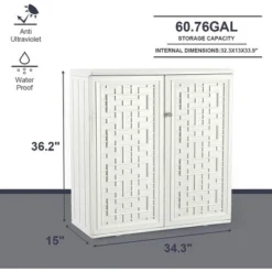 Syemin Storage Shed, Waterproof Storage Shed, Double Shelves For Cleaning Tools And Garden Accessories, White, 34.3"*15"*36.2" -Furniture GUEST 691ddc23 e984 4794 b570 a2bc17c98769