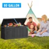 Syemin Deck Box, 80GAL Outdoor Storage Box, Patio Gardening Tools, Water And UV Resistant For Patio, Garden, Lawn, Black, 46.26"*18.7"*23.23"