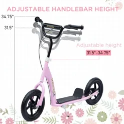 Syemin Kick Scooters Youth Scooter Front And Rear Caliper Dual Brakes Inflatable Front Wheel Ride On Toy For Age 5+, Pink, 47.25"*22.75"*33.5" -Furniture GUEST 6a87e0bf d07e 4245 958f 66171876f909