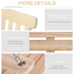 Syemin Patio Swings Outsunny 2-Seater Hanging Porch Swing Outdoor Patio Swing Chair Seat, 440lbs Weight Capacity, Beige, 46.75"*25.5"*24" -Furniture GUEST 6a964b1c 30f9 48c0 a243 10736bb21a23