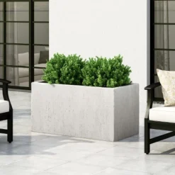 Syemin Planters Outdoor Large Square Planter, Garden Decor, Decorative Plant Pots For Living Room, Balcony, White 39"*21.75"*21.75" -Furniture GUEST 6b029600 a00b 4e3d 92b2 466d8fb1bad0