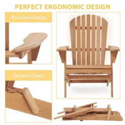 Syemin Patio Accent Chairs 2PCS, Folding Adirondack Chair, Wooden Decorative Lounge Furniture For Patio, Yard, Brown, 19.5"*31"*36" -Furniture GUEST 6be75599 08d5 43c9 9632 c08b339ab0f5