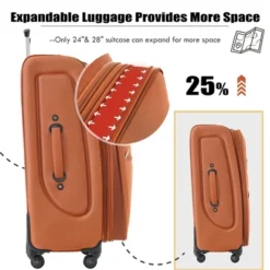 Syemin 5 PCS Bag And Luggage Sets, With 4 Spinner Wheels Lightweight Suitcase, Suitable For Business Trips And Travel, Orange, 18.9"*12.2"*30"