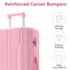 Syemin Luggage Luggage Sets 3 Piece Hard Shell ABS Lightweight Durable Suitcases With Double Spinner Wheels, Pink, 18.3"*11.4"*29.9"