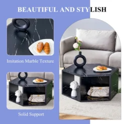 Syemin End Tables, Modern Hexagonal Coffee Table With Storage Space, Suitable For Living Room, Study Room, Bedroom, Black, 25"*21.6"*14" -Furniture GUEST 72f96f03 53f1 46a4 9880 769b2a23d985