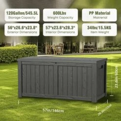 Syemin Deck Box, 120GAL Outdoor Storage Box, Patio Gardening Tools, Water And UV Resistant For Patio, Garden, Lawn, Black, 54.25"*26.5"*24.21" 7 Syemin Deck Box, 120GAL Outdoor Storage Box, Patio Gardening Tools, Water And UV Resistant For Patio, Garden, Lawn, Black, 54.25"*26.5"*24.21" -Furniture GUEST 73d994d2 45bb 4067 a553 432127cd46db
