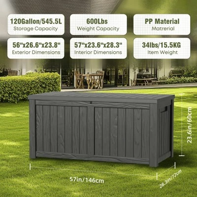 Syemin Deck Box, 120GAL Outdoor Storage Box, Patio Gardening Tools, Water And UV Resistant For Patio, Garden, Lawn, Black, 54.25"*26.5"*24.21" 3 Syemin Deck Box, 120GAL Outdoor Storage Box, Patio Gardening Tools, Water And UV Resistant For Patio, Garden, Lawn, Black, 54.25"*26.5"*24.21" - Image 3