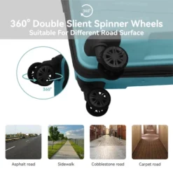 Syemin Luggage Sets ABS Hardshell 3pcs Luggage, Lightweight Durable Suitcase Sets Spinner Wheels Suitcase 20"24"28", Blue, 21.46"*12.01"*30.51" -Furniture GUEST 742b0712 5922 4e47 870d c4379ac8849a