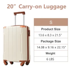 Syemin Luggage 20" Luggage, Hardshell ABS Suitcase With Spinner Wheels Lightweight Durable Large Capacity Travel Luggage, Brown, 13.6"*8.3"*21.5" -Furniture GUEST 7663c276 e449 4f3b 913a 9ea7e98c0ecb
