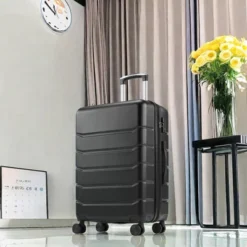 Syemin Luggage, Expandable Carry-On Suitcase With Dual Spinner Wheels And TSA Lock, Hard Shell For Business, Vacation, Travel, Black, 18"*12"*29.5" -Furniture GUEST 77cf8919 797f 42b6 8307 e70071705cae 1