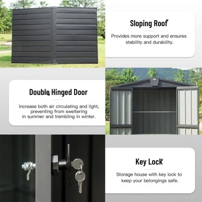 Syemin Deck Boxes Durable, Horizontal Compact Storage Shed For Garden, Backyard, Patio, Closet Deck Box, Gray, 69.21"*32.68"*71.34" 3 Syemin Deck Boxes Durable, Horizontal Compact Storage Shed For Garden, Backyard, Patio, Closet Deck Box, Gray, 69.21"*32.68"*71.34" - Image 3